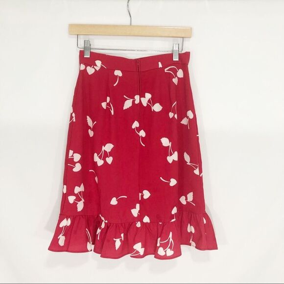 Modcloth It's a Wrap Ruffled A-Line Skirt Cherry Print - Picture 7 of 10